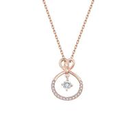Stfery Collana con diamanti 9K/14K/18K, ciondolo a cerchio con nodo dell'amore con diamanti naturali 0,15 ct, collana in vero oro da donna, 40+5cm, Metallo, Diamante
