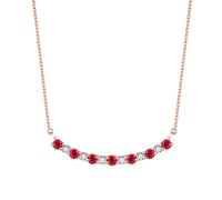 Stfery Collana con rubino in oro rosa 9 K/14 K/18 K per donne, collana classica con fila di rubini e diamanti, in vero oro, 40+5cm, Metallo, Rubino Diamante