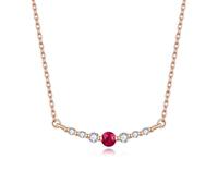 Stfery Collana con rubino in oro rosa 9 K/14 K/18 K, sottile fila di rubini e diamanti, collana da donna, in vero oro, 40+5cm, Metallo, Rubino Diamante