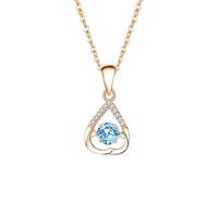 Stfery Collana da donna con topazio in oro 9/14/18 carati, ciondolo a forma di cuore rovesciato, con topazio rotondo da 0,5 ct e moissanite in vero oro, Metallo, Topazio Moissanite