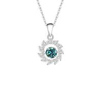 Stfery Collana da donna in moissanite 9/14/18 carati, ciondolo a forma di sole scintillante, con moissanite verde rotonda da 0,5 ct in vero oro, Metallo, Moissanite