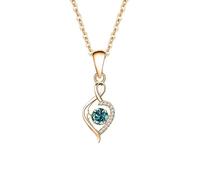 Stfery Collana da donna in moissanite in oro 9/14/18 carati, con ciondolo a forma di cuore infinito, con moissanite verde rotonda da 0,5 ct, Metallo, Moissanite