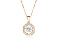 Stfery Collana da donna in moissanite in oro 9/14/18 carati, con pavé ottagonale e moissanite rotonda in vero oro 0,5 ct, Metallo, Moissanite