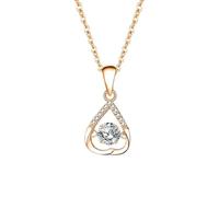 Stfery Collana da donna in oro 9/14/18 carati, con ciondolo a forma di cuore rovesciato, con moissanite rotonda da 0,5 ct, Metallo, Moissanite