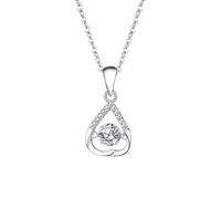 Stfery Collana da donna in oro 9/14/18 carati, con ciondolo a forma di cuore rovesciato, con moissanite rotonda da 0,5 ct, Metallo, Moissanite