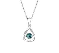 Stfery Collana da donna in oro 9/14/18 K, con ciondolo a forma di cuore rovesciato, con moissanite verde rotonda da 0,5 ct, Metallo, Moissanite
