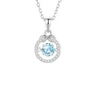 Stfery Collana da donna in oro 9/14/18 kt, con ciondolo a cerchio infinito con topazio rotondo da 0,5 ct e pavé di diamanti in vero oro, Metallo, Topazio Diamante