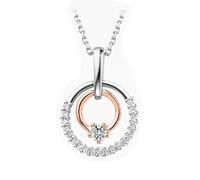 Stfery Collana da donna in oro rosa 9 K/14 K/18 K, con ciondolo a cerchio bicolore da 0,1 ct, collana in oro, 40+5cm, Metallo, Diamante