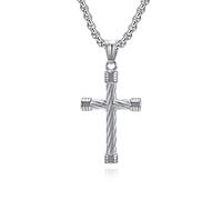 Stfery Collana da uomo con ciondolo a forma di croce intrecciata, in acciaio inox, colore oro/argento/nero, 30 x 50 mm, 30x50mm, Metallo, Non pietra preziosa