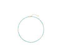 Stfery Collana di perle in oro giallo, elegante filo di smeraldo da 2 mm con perle d'acqua salata da 3,5-4 mm, in vero oro da donna, 40+5cm, Metallo, Smeraldo