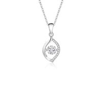 Stfery Collana in oro 9/14/18 kt con moissanite da donna, con ciondolo a forma di foglia con moissanite rotonda da 0,5 ct in vero oro, Metallo, Moissanite