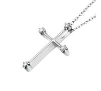 Stfery Collana in oro bianco 9K/14K/18K per lei, elegante ciondolo a croce con diamanti naturali 0,04 ct, collana in vero oro, 40+5cm, Metallo, Diamante