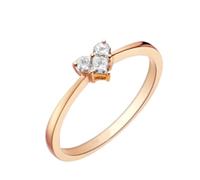 Stfery Fede nuziale con diamanti in oro giallo 9 K/14 K/18 K da donna, classico anello con tre pietre a forma di cuore, anello di promessa in oro con diamanti naturali 0,3 ct personalizzato, 10.5