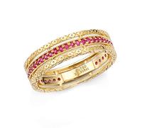 Stfery Fede nuziale da donna in oro 18 carati con pavé da 0,18 ct rotondo rubino/smeraldo/zaffiro anello personalizzato, 7, Metallo, Nessuna pietra preziosa