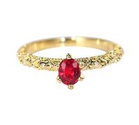 Stfery Fede nuziale da donna in oro 18 carati con pavé di diamanti rotondi da 0,4 ct con pavé di rubini e anelli di fidanzamento personalizzabili, I 1/2, Metallo, Nessuna pietra preziosa