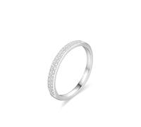 Stfery Fede nuziale da donna in oro bianco 18 carati, con pavé di diamanti a doppia fila, 4.5, Metallo, Diamante