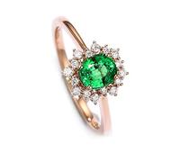 Stfery Fede nuziale da donna in oro rosa 18 carati con pavé di diamanti taglio ovale da 0,8 ct con pavé di diamanti tsavorite taglio ovale, 5.5, Metallo, Nessuna pietra preziosa