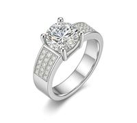 Stfery Fede nuziale in oro 18 carati personalizzata, con pavé largo in moissanite, da donna, 10.5, Metallo, Moissanite