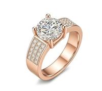 Stfery Fede nuziale in oro 18 carati personalizzata, con pavé largo in moissanite, da donna, 8, Metallo, Moissanite