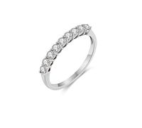 Stfery Fede nuziale in oro bianco 9K/14K/18K con diamanti da donna, elegante anello Half Eternity in oro reale anelli di anniversario con diamanti naturali rotondi 0,35 ct personalizzati, 9, Metallo