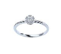 Stfery Fedi nuziali da donna in oro 9 K/14 K/18 K, classico anello a corona attorcigliata, anello di fidanzamento in oro bianco con diamante naturale rotondo 0,1 ct personalizzato, 6, Metallo