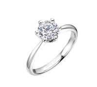 Stfery Fedi nuziali in oro bianco, classico anello solitario a sei artigli, gioielli da donna, anello da sposa con diamante di laboratorio, misura 47-65, 13 (16,9), Metallo, Laboratorio Diamante