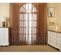 Stfery Ganci per tenda marrone semitrasparenti per camera da letto, set di 2 tende in voile, classiche, ricamate, decorate per cameretta dei bambini, soggiorno, larghezza 86 x altezza 115 cm, 1 pezzo