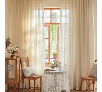 Stfery Ganci per tende beige semitrasparenti per camera dei ragazzi, tenda Francais jacquard, tinta unita, per soggiorno, camera da letto, set da 2 pezzi, larghezza 96 x altezza 115 cm, 1 pezzo