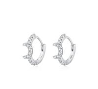 Stfery Orecchini a cerchio da donna in oro 9/14/18 carati, con luna crescente e moissanite, Unique, Metallo, Moissanite