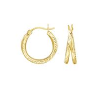 Stfery Orecchini a cerchio da donna, in oro giallo 9 K/14 K/18 K, doppi orecchini a cerchio in vero oro, Unique, Metallo, Non pietra preziosa