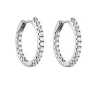 Stfery Orecchini a cerchio in oro 9/14/18 carati per le donne in vero oro, orecchini a cerchio Eternity Huggie con pavé di moissanite, Unique, Metallo, Moissanite