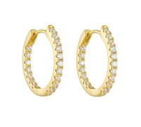 Stfery Orecchini a cerchio in oro 9/14/18 carati per le donne in vero oro, orecchini a cerchio Eternity Huggie con pavé di moissanite, Unique, Metallo, Moissanite
