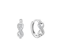 Stfery Orecchini a cerchio in oro 9/14/18 kt con infinito moissanite orecchini da donna in vero oro, Unique, Metallo, Moissanite