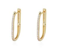Stfery Orecchini a cerchio in oro 9/14/18 kt Half Eternity per le donne in vero oro, orecchini a cerchio a forma di U con pavé di moissanite, Unique, Metallo, Moissanite