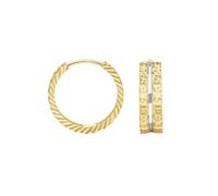 Stfery Orecchini a cerchio in oro bianco 9K/14K/18K per donne, modello bicolore Huggie Hoops in vero oro, Unique, Metallo, Non pietra preziosa