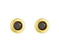 Stfery Orecchini a perno da donna, in oro 9/14/18 carati, 3 mm, rotondi, onice nera, in vero oro, Unique, Metallo, Onice