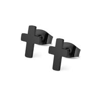 Stfery Orecchini a perno in acciaio inox a forma di croce, unisex, con zirconia cubica, 6 x 8,5 mm, colore: oro/argento/nero, 6x8.5MM, Metallo, Non pietra preziosa