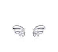 Stfery Orecchini da donna in oro bianco 9 carati, moissanite dolce ali d'angelo AU375