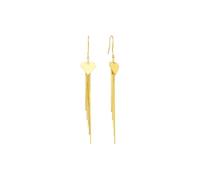 Stfery Orecchini pendenti in oro giallo 9 K, da donna, con nappa, a forma di cuore, con gancio francese, in vero oro Au375