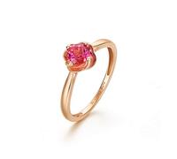 Stfery Oro rosso 18 K Au750 - Anello solitario da donna, con fiori rosa tormalina, anelli veri gioielli, 49 (15.6), Metallo, tormalina rosa