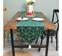 Stfery Runner da tavola 35 x 150 cm, in poliestere, colore verde, moderno, motivo rombo, per cucina, tavolo da pranzo, decorazione per interni e feste