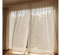 Stfery Set di 2 tende da champagne semitrasparenti con occhielli per soggiorno, Francais, vintage, motivo prato floreale, per cameretta dei bambini, camera da letto, 102 x 183 cm x 1 pezzo
