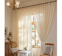 Stfery Set di 2 tende da champagne semitrasparenti per cameretta dei bambini, ganci per tende Francais, tinta unita, jacquard, per soggiorno, camera da letto, larghezza 107 x altezza 115 cm, 1 pezzo
