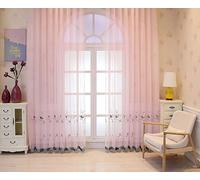 Stfery Set di 2 tende per cameretta dei bambini, semitrasparenti, rosa, in tulle, classiche, ricamate, decorate per camera da letto, soggiorno, 132 x 244 cm x 1 pezzo