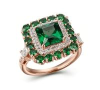 Stfery Stfery - Anello da cocktail in oro rosa 18 carati, con pietra preziosa in oro rosa 18 carati, quadrato creato in laboratorio, anello con smeraldo personalizzato per le donne, 4, Metallo