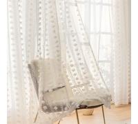 Stfery Tenda con occhielli, colore bianco, semitrasparente, per soggiorno, set da 2 pezzi, in voile, Francais, farfalla in rilievo, per cameretta dei bambini, camera da letto, 137 x 160 cm x 1 pezzo