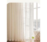 Stfery Tende bianche semitrasparenti con occhielli per camera da letto, set da 2 tende in voile, modello Francais, tenda con occhielli, per soggiorno e cameretta dei bambini, 132 x 183 cm (larghezza x