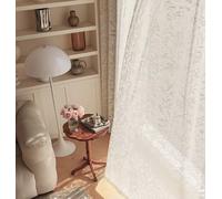 Stfery Tende bianche semitrasparenti con occhielli per camera dei ragazzi, tenda Francais, vintage, motivo prato floreale, soggiorno, camera da letto, set da 2, larghezza 132 x altezza 214 cm, 1 pezzo
