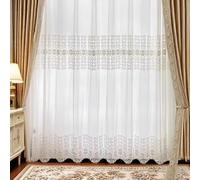 Stfery Tende bianche semitrasparenti per camera da letto, set di 2 tende in voile, classiche, ricamate, per cameretta dei bambini, soggiorno, 132 x 244 cm x 1 pezzo