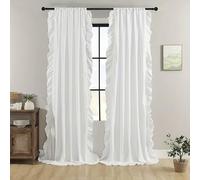 Stfery Tende bianche semitrasparenti Rod Pocket per camera da letto, set da 2 tende Francais, tinta unita, con volant, per soggiorno, cameretta dei bambini, larghezza 132 x altezza 274 cm, 1 pezzo